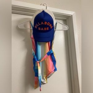 Billabong Girls Size 6 Bathing Suit with Matching Hat